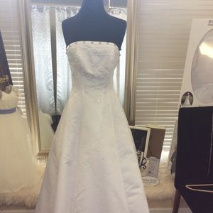 White satin Ballgown with Pearl beading